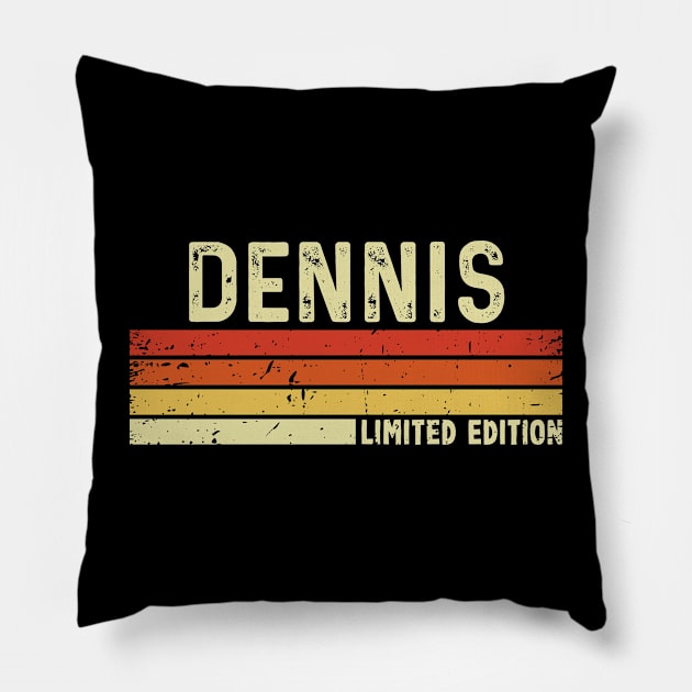 Dennis First Name Vintage Retro Gift For Dennis Pillow by CoolDesignsDz