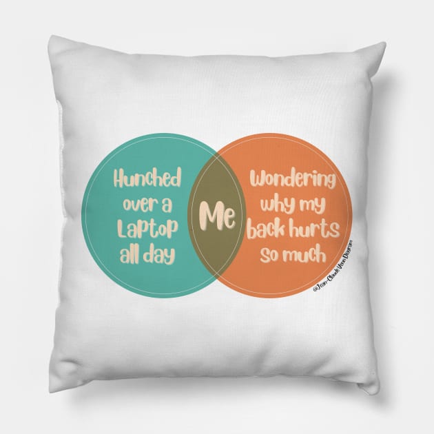 Venn Diagram: Hunched over a Laptop vs. Wondering why my back hurts Pillow by Jean-Claude Venn-Diagram