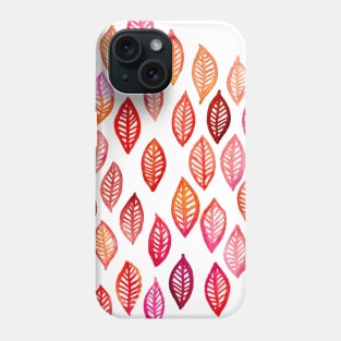 Watercolor Leaf Pattern in Autumn Colors Phone Case