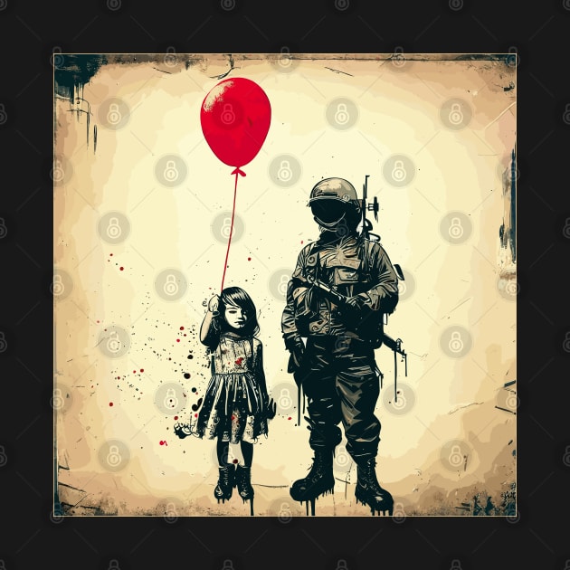 Peace and freedom, girl with red baloon by TomFrontierArt