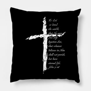 John 3:16 Christian Cross Salvation Bible Verse Pillow