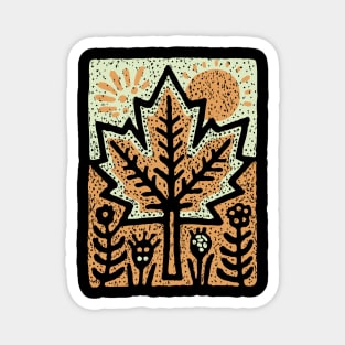 Autumn Maple Leaf T-Shirt | Folk Art Fall Nature Tee Magnet