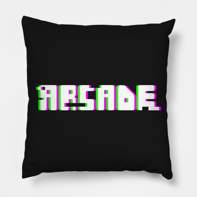 Retro Glitch ARCADE Text Pillow by MeatMan