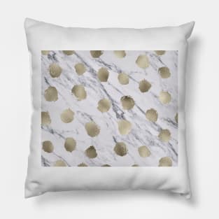 Golden dots on marble Pillow