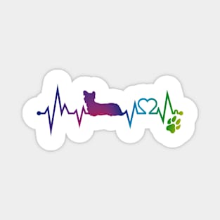 Skye Terrier  Colorful Heartbeat, Heart & Dog Paw Magnet