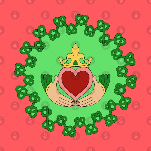 Claddagh and Green Knotwork by AzureLionProductions