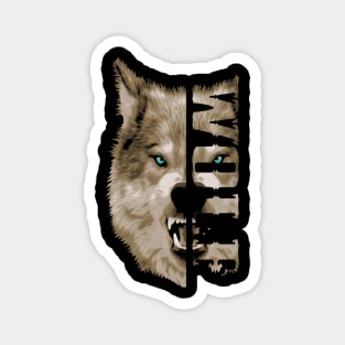 Wolf Head Vector Design- Wolf Text Graphic Magnet