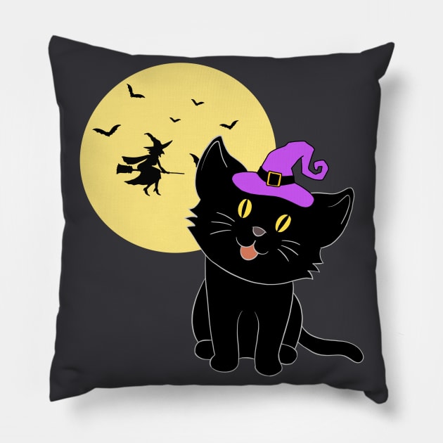 Halloween Black Cat Pillow by IdinDesignShop
