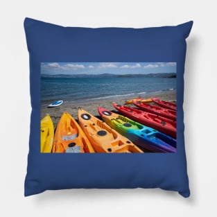 Multi colored kayaks. Pillow