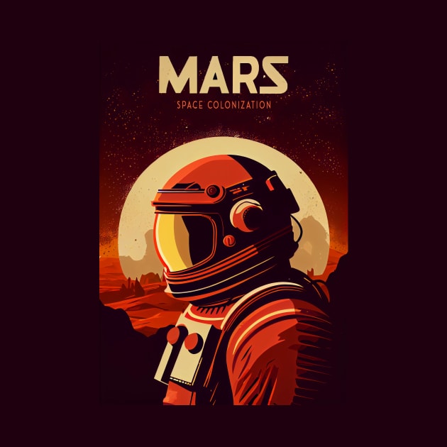 Mars Adventure Vintage Travel Poster by GreenMary Design