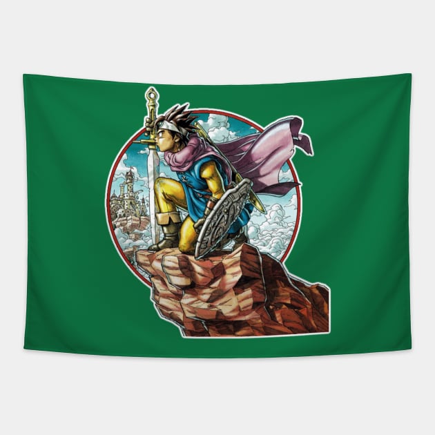 Dragon Quest - Erdrick on a Cliff Tapestry by Il Mercante