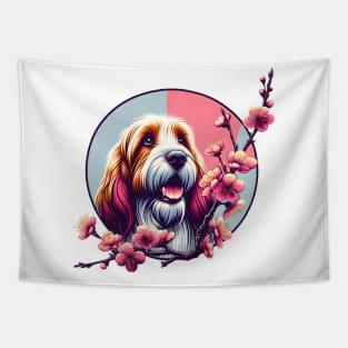 Petit Basset Griffon Vendeen's Spring Cherry Blossoms Joy Tapestry