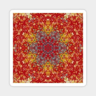 Digital Mandala Red Yellow and Blue Magnet