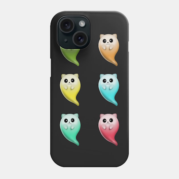 Colorful Ghost Cats Pack Phone Case by Luna Illustration