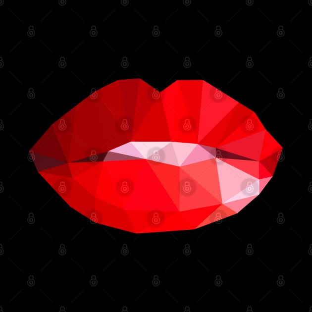 Red Lips Polygon Design by TeesHood