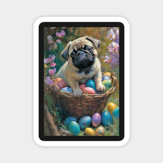 Pug Dog Easter Card Magnet by candiscamera