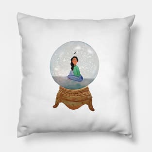 Snowglobe Watercolour Illustration Pillow