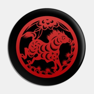 Chinese Zodiac Horse in Red Pin