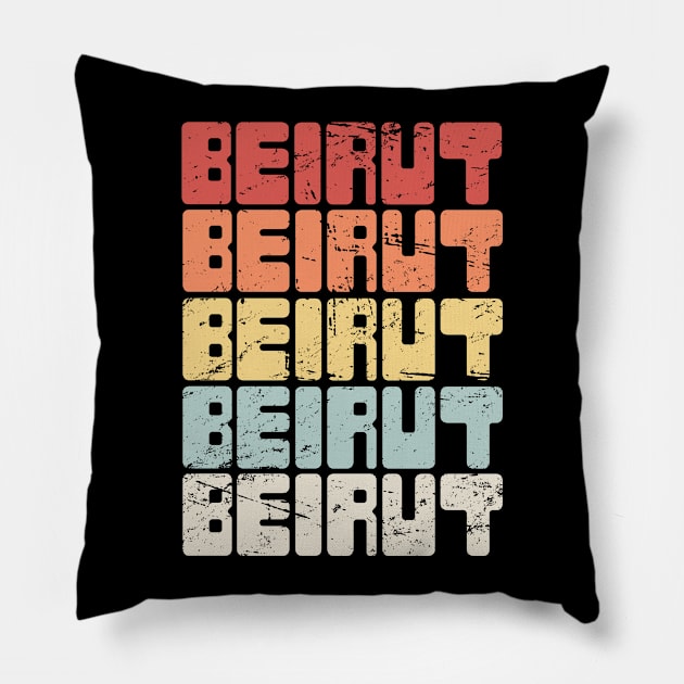 Vintage BEIRUT Lebanon Text Pillow by MeatMan