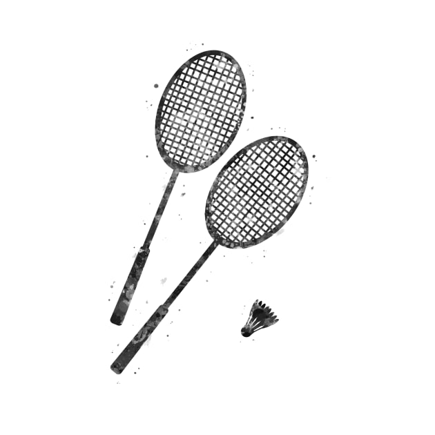 Badminton racket black and white by Yahya Art