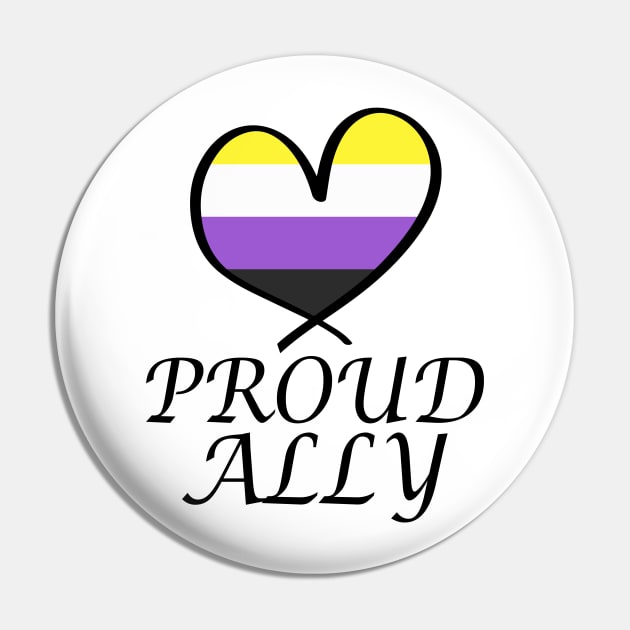 Proud Ally LGBT Gay Pride Month Nonbinary Flag Pin by artbypond