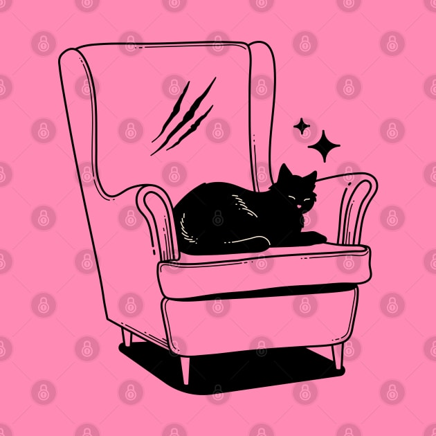 Naughty Black Cat in pink by The Charcoal Cat Co.