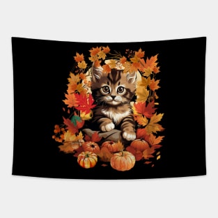 Cute Cat Autumn Fall Season Lover Tapestry