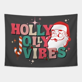 Holly Jolly Vibes Santa Tapestry