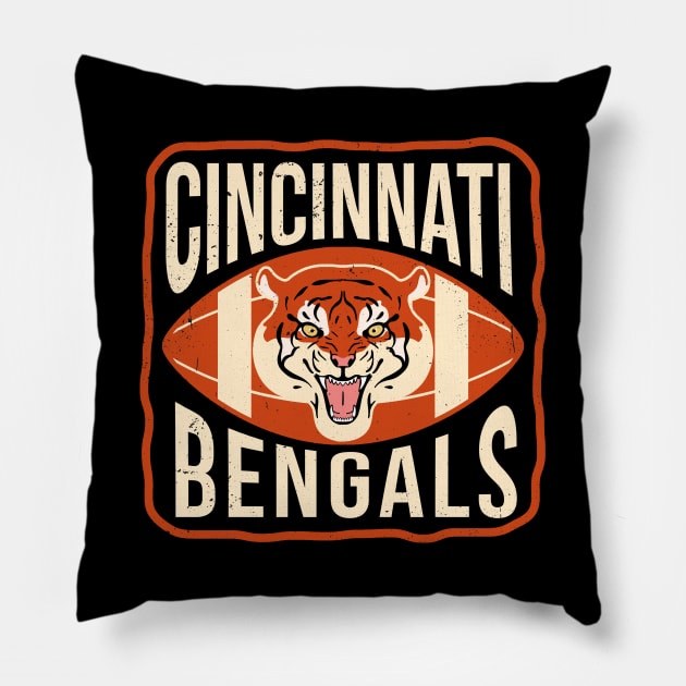 Cincinnati Bengals - Retro Pillow by Thermul Bidean