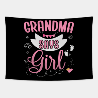 Grandma says Girl cute baby matching family party Tapestry