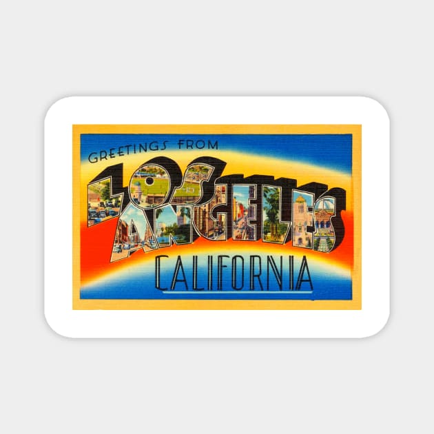 Greetings from Los Angeles, California - Vintage Large Letter Postcard Magnet by Naves