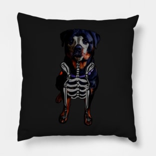 Rottweiler Halloween skeleton Pillow