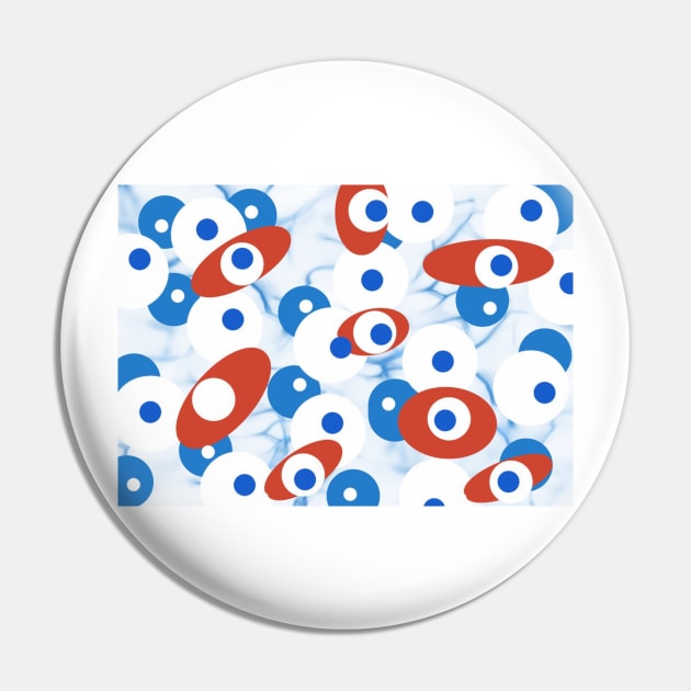 In the Swim - Abstract in Coral and Blues Pin by Krusty