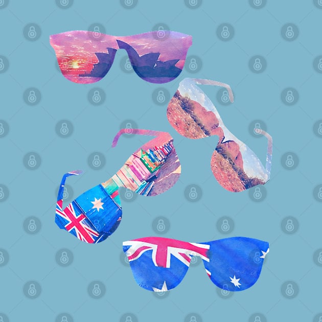 Australia  Landscapes Watercolor Sunglasses by AdrianaHolmesArt