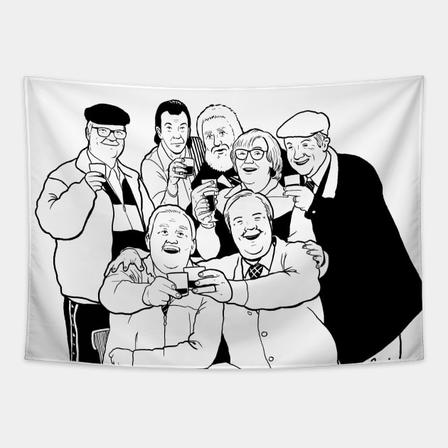 Still Game (Outline) Tapestry by littlefence