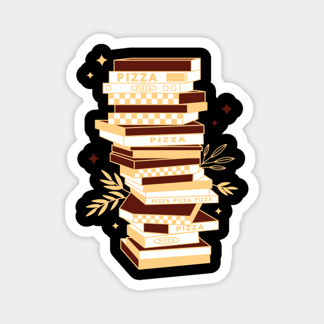 Stacked Pizza Boxes Magnet by InkyArt