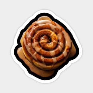 Freshly Baked Cinnamon Roll Drizzled with White Icing, Making it Look Sweet and Indulgent. Magnet