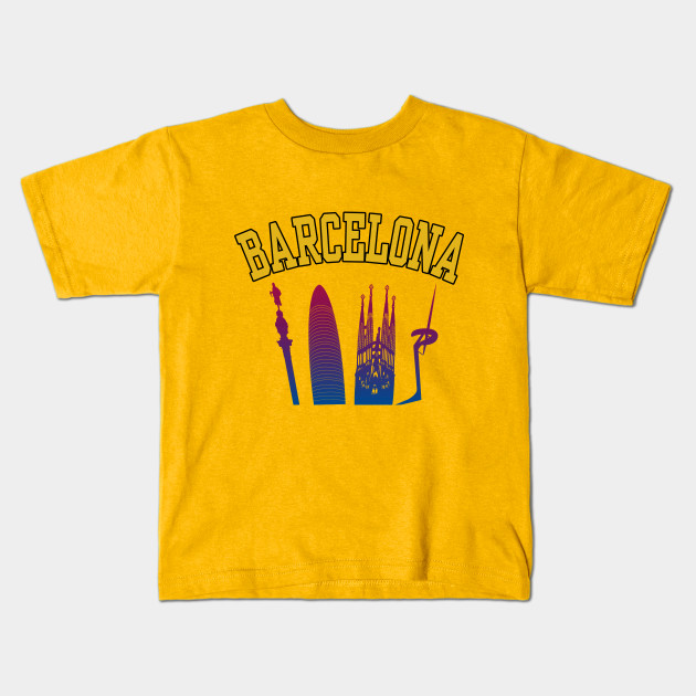 Barcelona Skyline Fc Colors Barcelona Kids T Shirt Teepublic