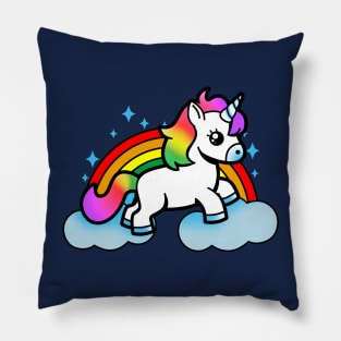 Cute Kawaii Unicorn Rainbow Cartoon Gift for Kids And Unicorn Lovers Pillow