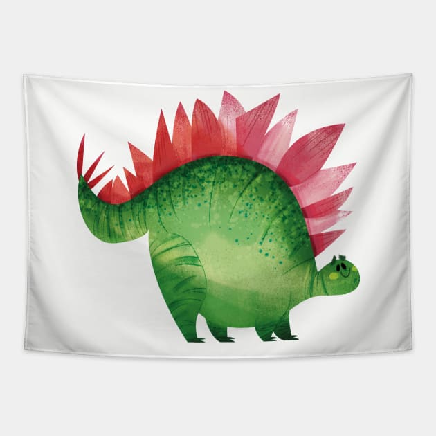 Happy Stegosaurus Dinosaur Tapestry by Geeksarecool