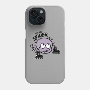 Comic, funny, ugly, poisonous, purple spider, with skates, skating madly Phone Case