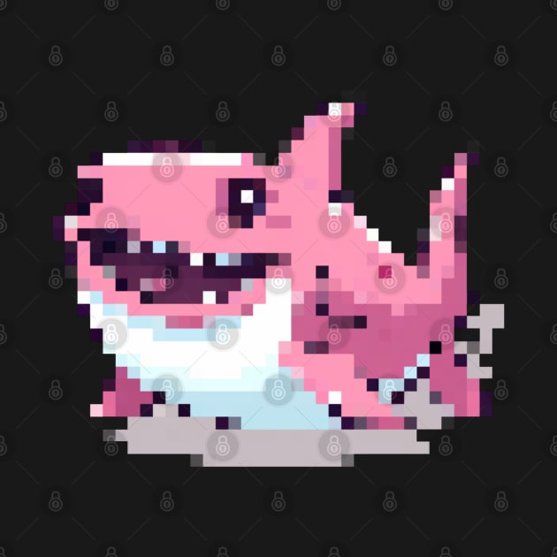 Cute Pink Shark  Pixel by FrogandFog