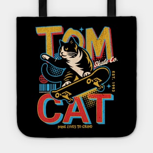 Retro Tomcat Skate Co // Funny Skateboarding Cat Tote