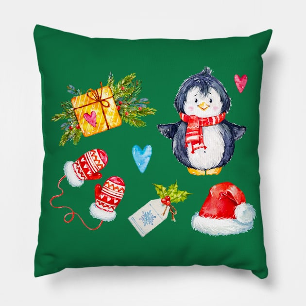 Watercolor New Year Pillow by Mako Design 