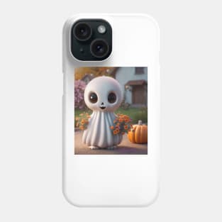 Spooky Halloween Ghost Pumpkin and Flowers Phone Case