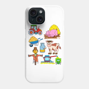 Farm Design Tractor Cow Pig Friendly Scarecrow Phone Case