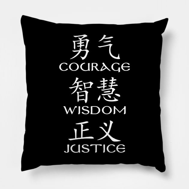 Chinese Virtues Pillow by NicGrayTees