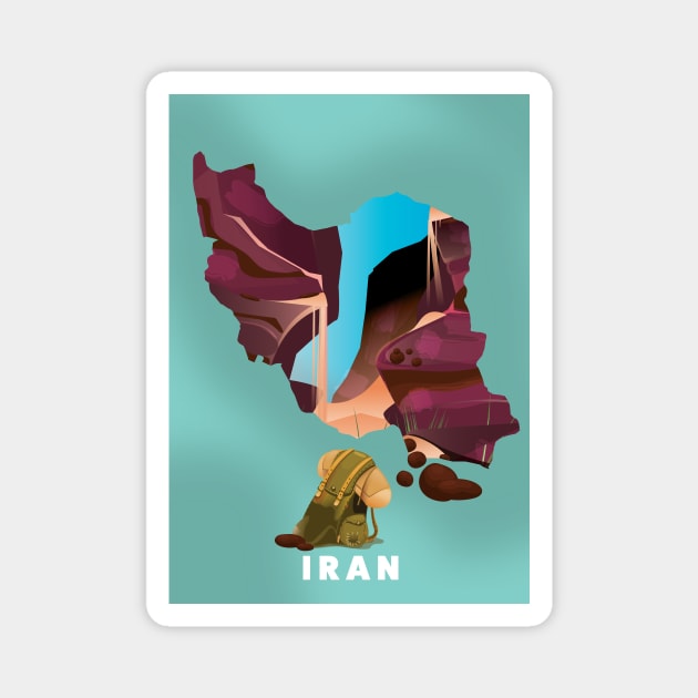 Iran Travel poster man Magnet by nickemporium1