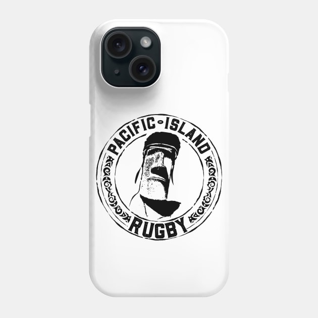 Easter Island Head Rugby Fan - White Text Phone Case by atomguy