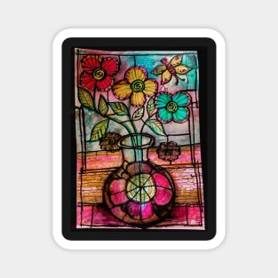 Three Jewels Flower Mandala Magnet